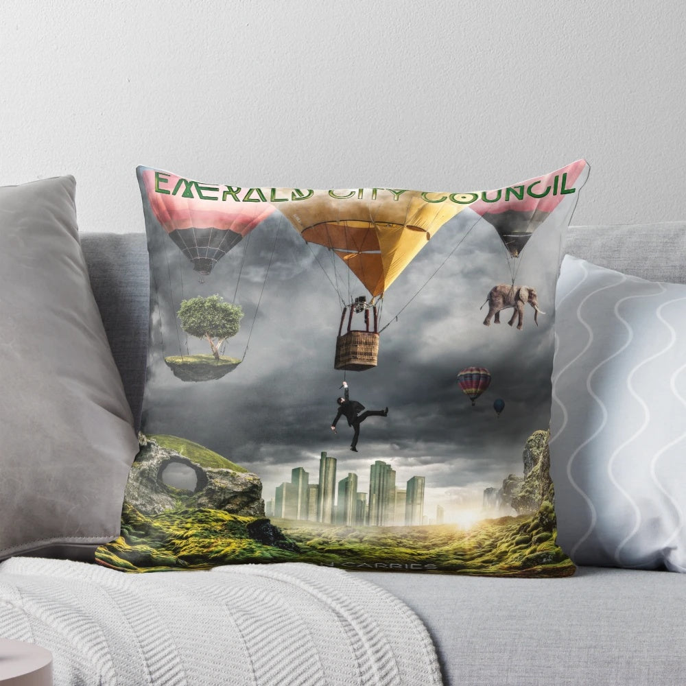 Motion Carries album cover art printed on a decorative throw pillow