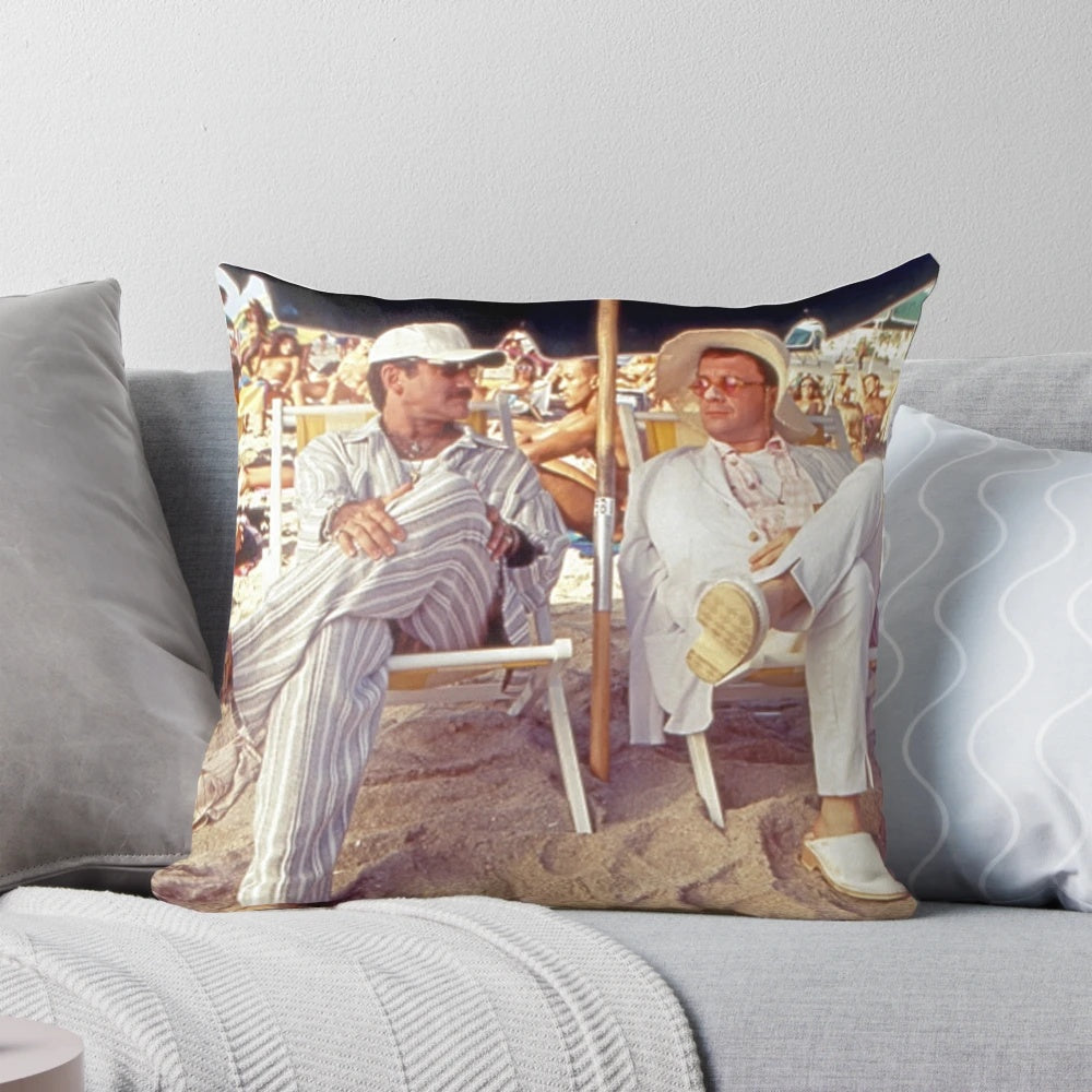 The Birdcage Beach Vibes Pillow, a movie-inspired coastal accent piece for your home