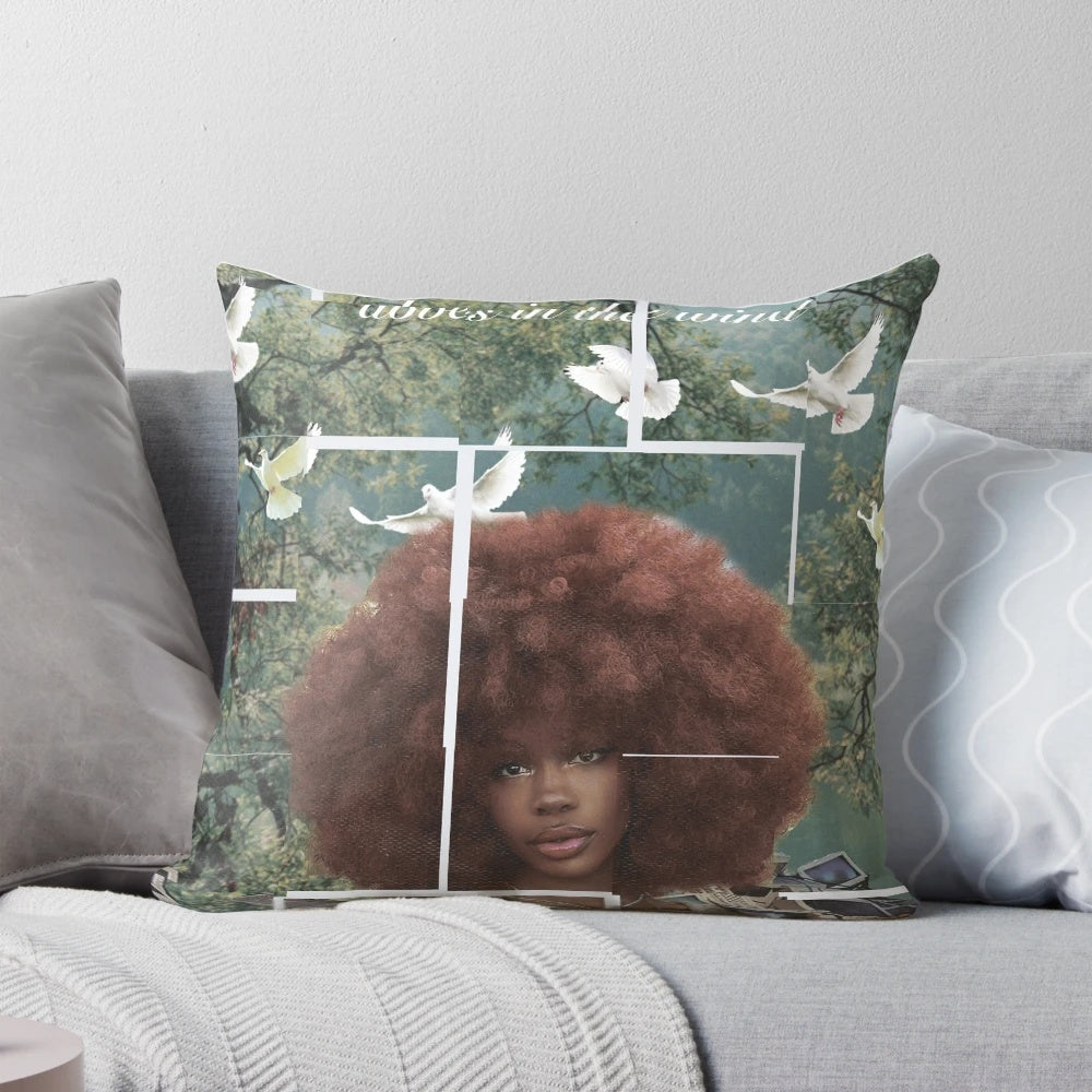 Vibrant SZA-inspired pillow featuring the artist's name and album artwork