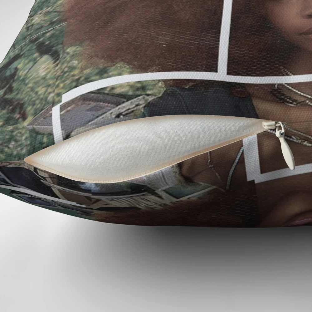 Vibrant SZA-inspired pillow featuring the artist's name and album artwork