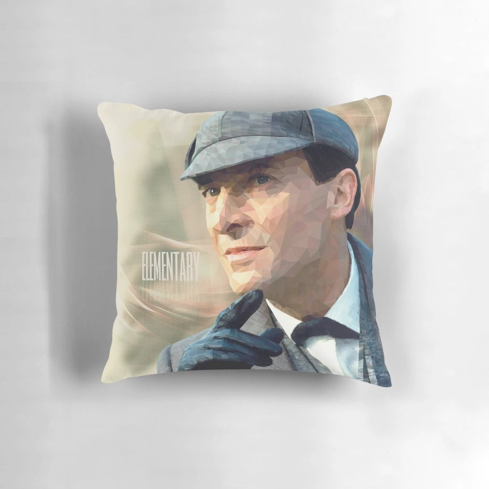 ELEMENTARY Pillow - A low poly art representation of the iconic TV detective Sherlock Holmes
