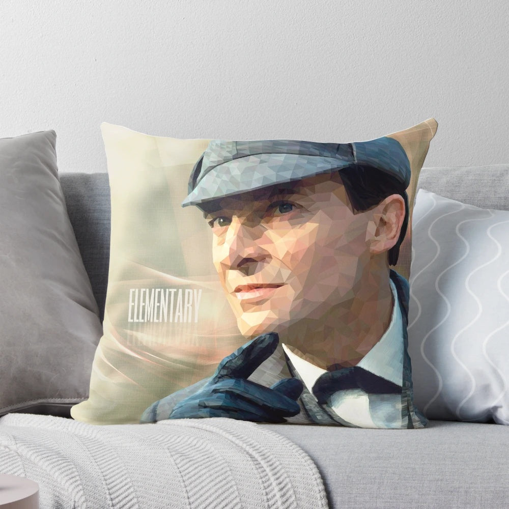 ELEMENTARY Pillow - A low poly art representation of the iconic TV detective Sherlock Holmes