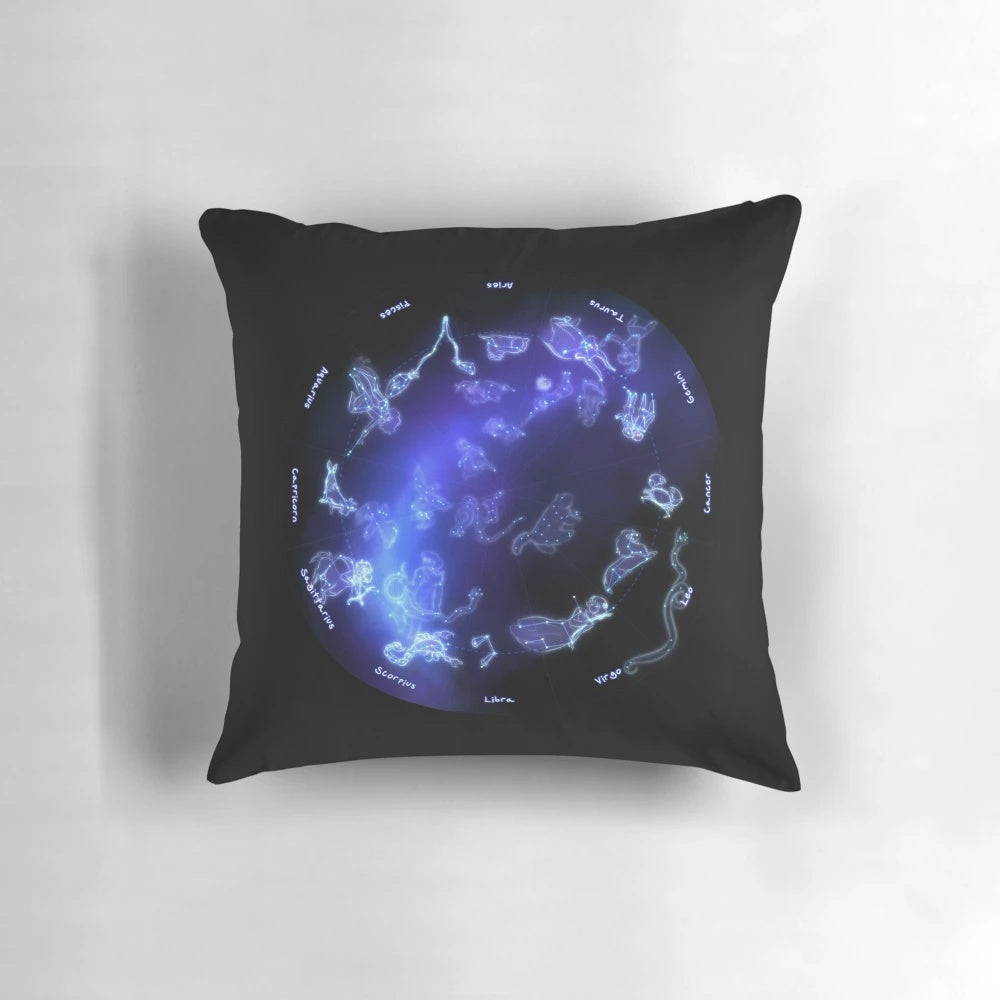 Decorative pillow featuring the zodiac constellations of ancient Greek astrology