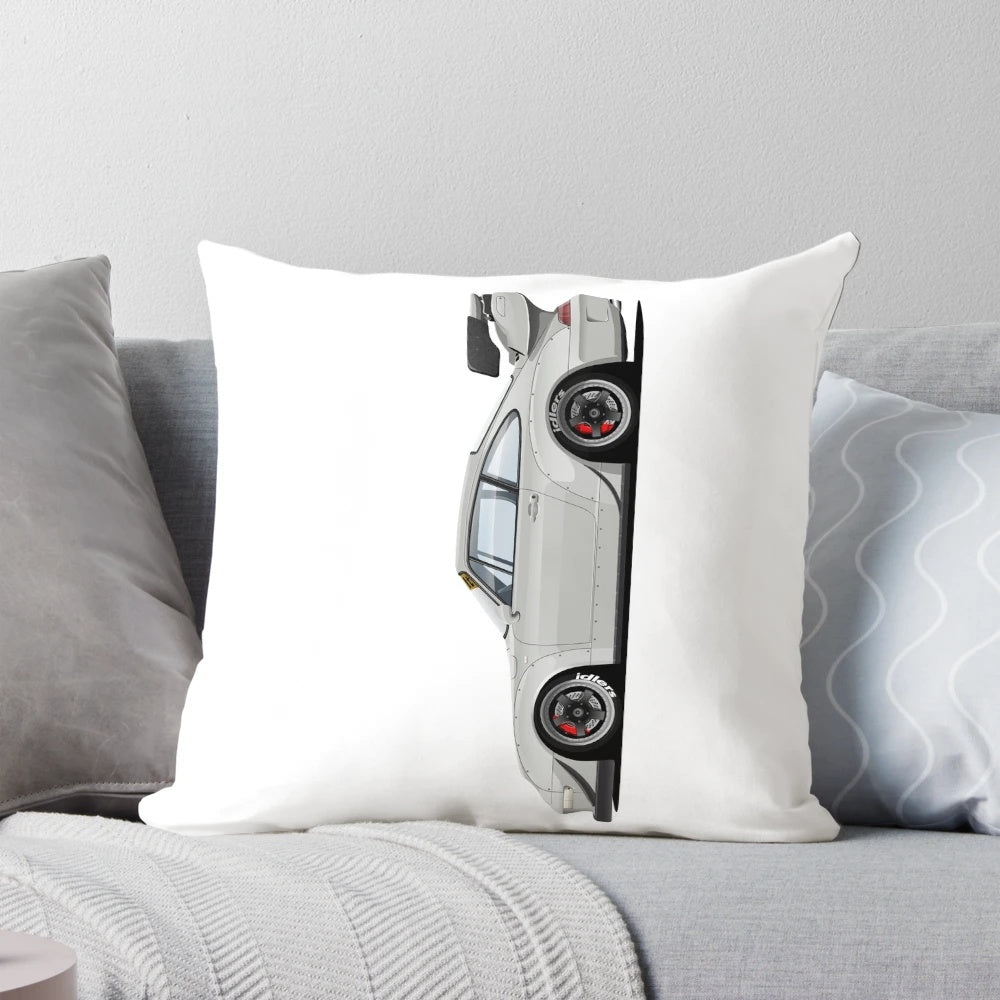 Stylish 993 RWB Pillow featuring Porsche 964 and Rauhweltbegriff design