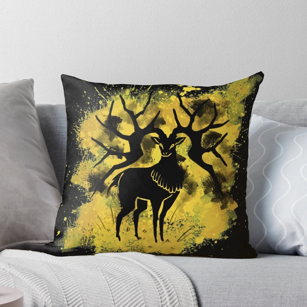 Golden Deer Splatter Pillow featuring the iconic design from the Fire Emblem: Three Houses video game