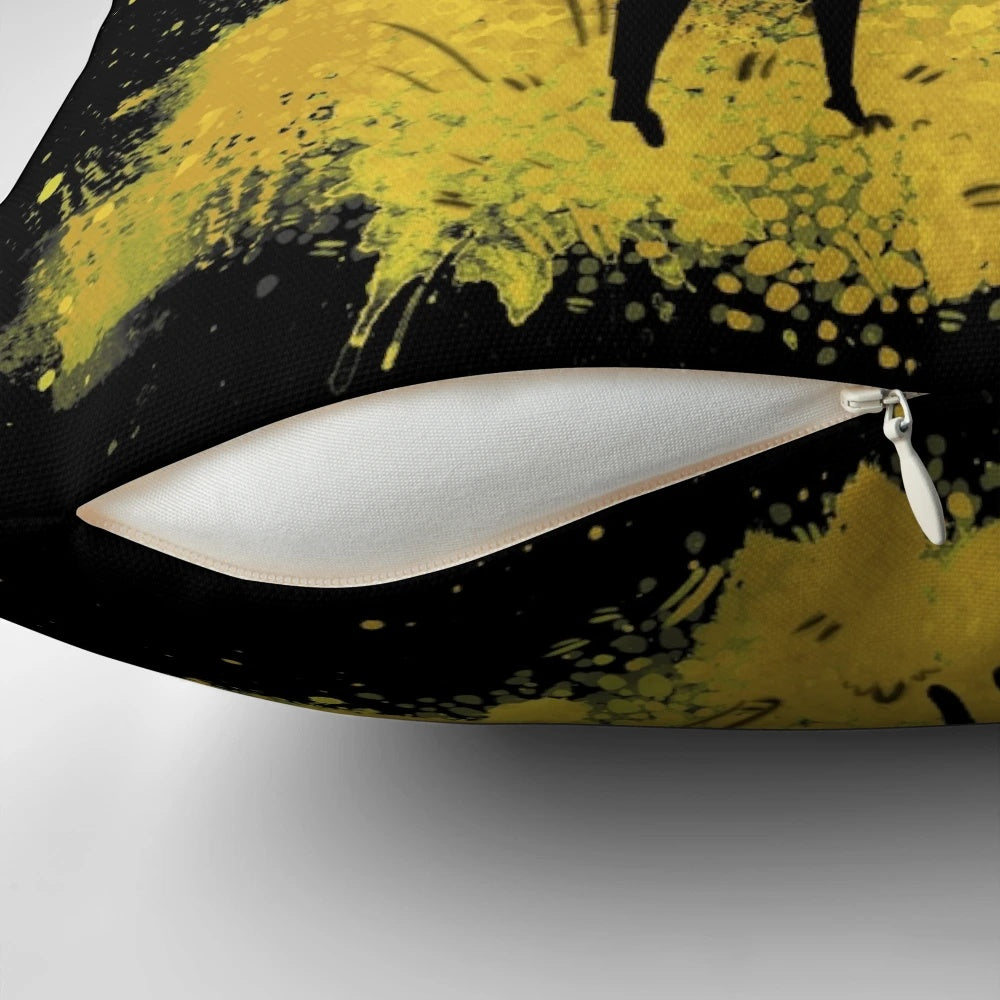 Golden Deer Splatter Pillow featuring the iconic design from the Fire Emblem: Three Houses video game
