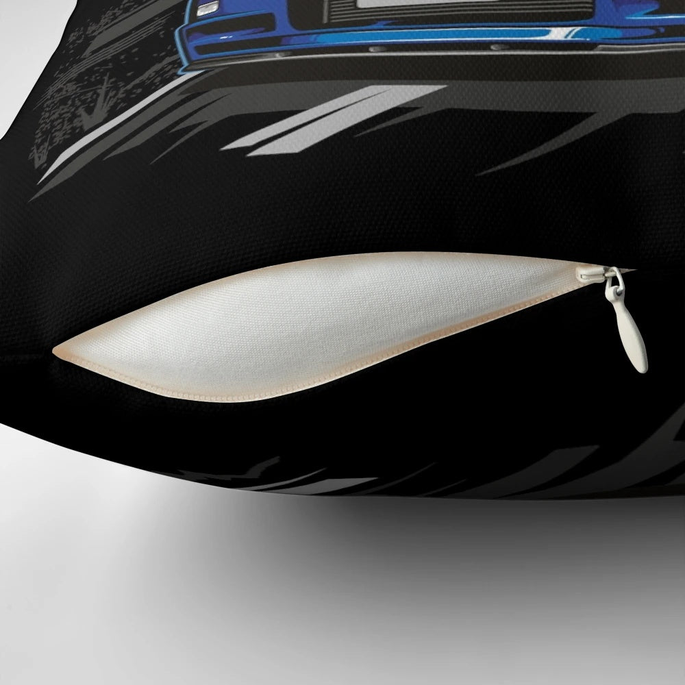 Nissan Skyline R34 blue pillow, featuring the renowned sports car design