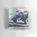 Nike Air Jordan 1 Retro Obsidian Blue Art Pillow, featuring the iconic Jumpman logo and basketball design