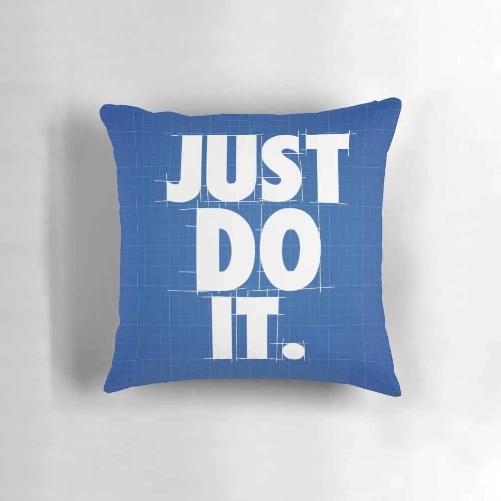 Nike-inspired pillow with a typography design