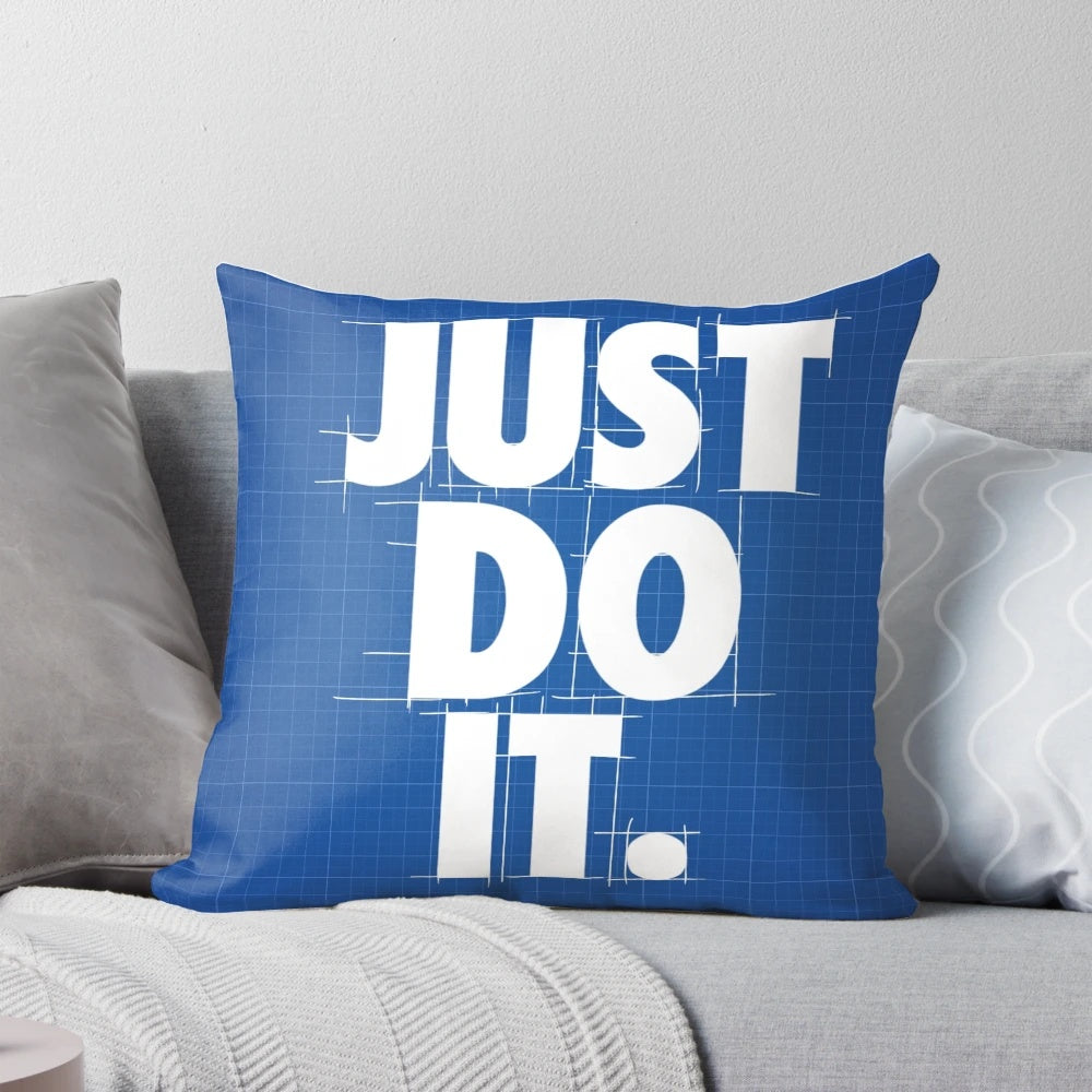 Nike-inspired pillow with a typography design