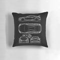 Detailed blueprint design of the Toyota GT86 sports car printed on a high-quality pillow