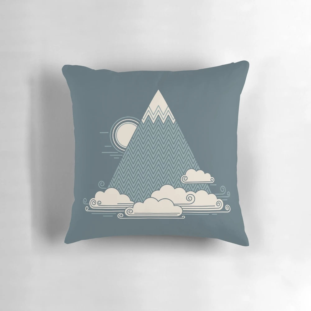 A serene cloud-like mountain pillow with a minimalist art design, perfect for relaxation and comfort.