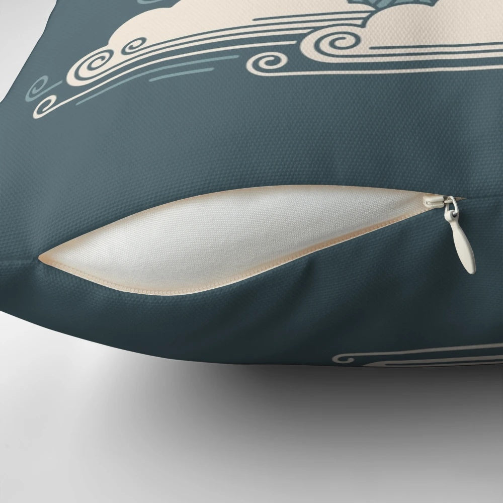 A serene cloud-like mountain pillow with a minimalist art design, perfect for relaxation and comfort.