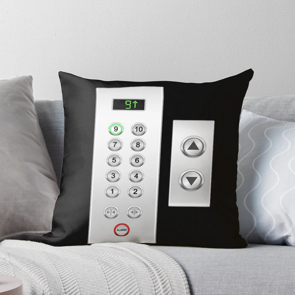 Elevator buttons-shaped pillow, a fun and decorative accent for elevator enthusiasts and home decor.