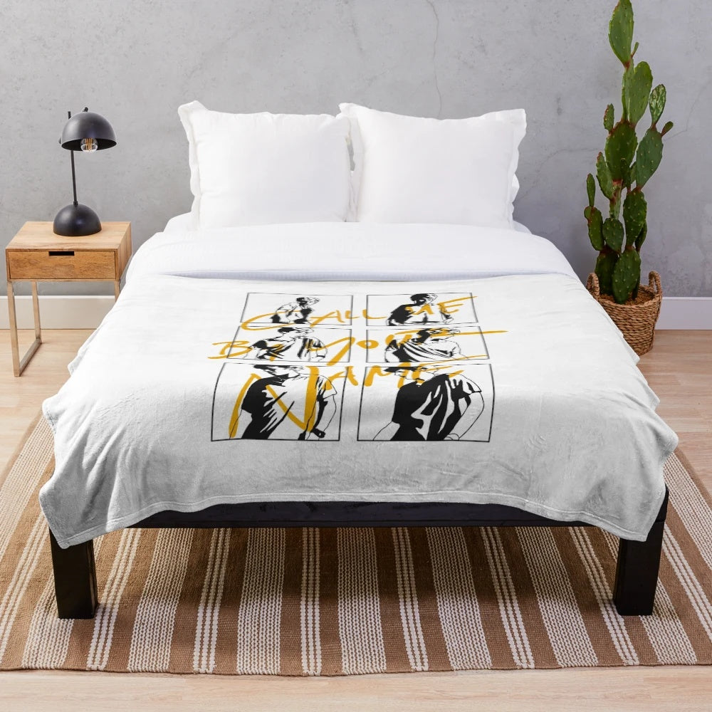 Plush blanket featuring a dancing Elio design inspired by the film "Call Me By Your Name