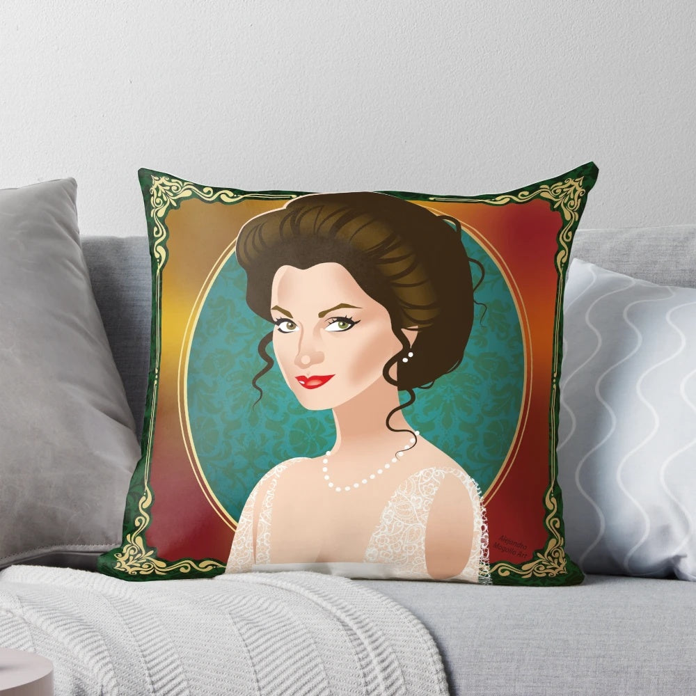 Elise McKenna Pillow featuring Alejandro Mogollo's art from the classic romance movie "Somewhere in Time