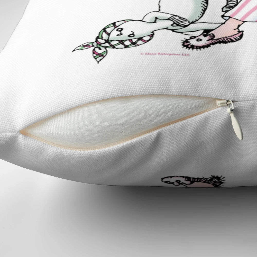 Decorative throw pillow featuring the beloved character Eloise in her pajamas