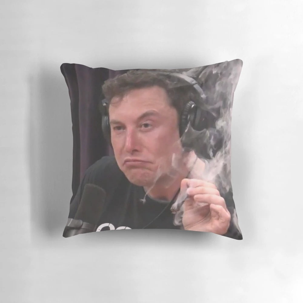 Elon Musk inspired meme pillow with humorous, pop culture design