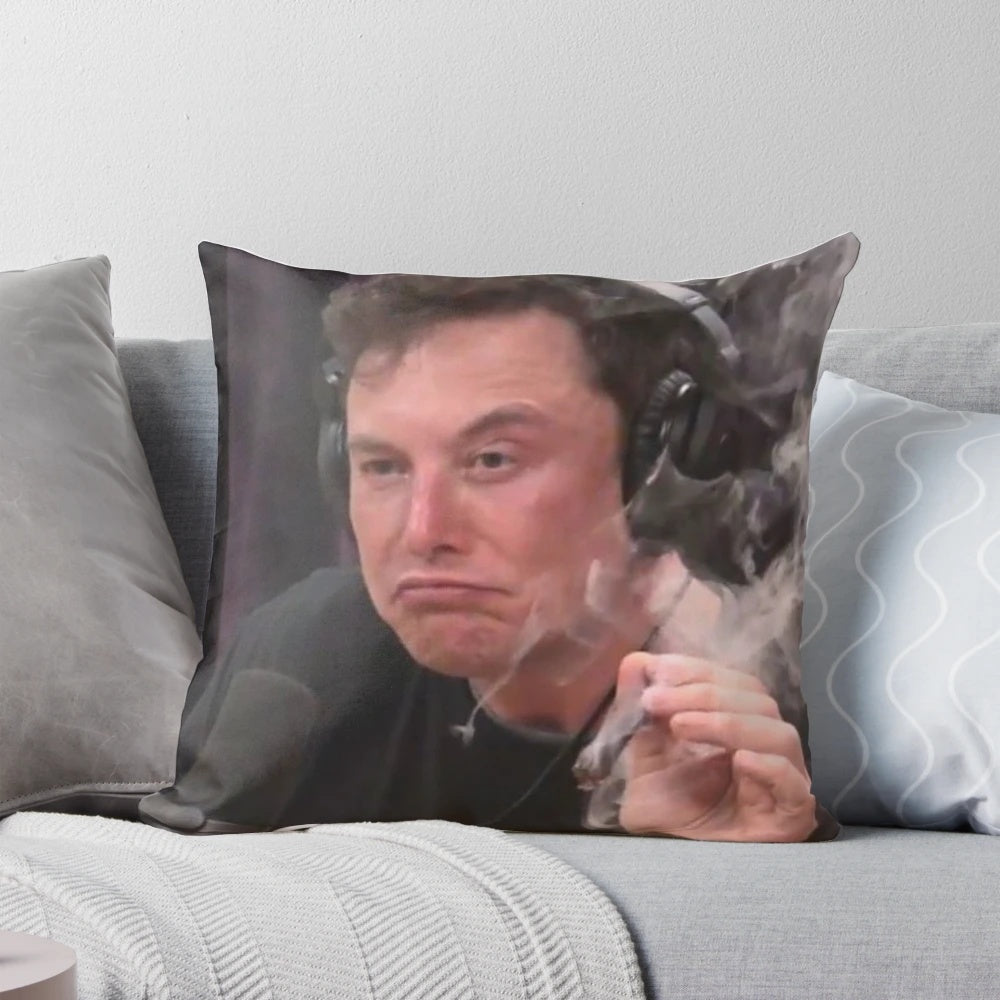Elon Musk inspired meme pillow with humorous, pop culture design