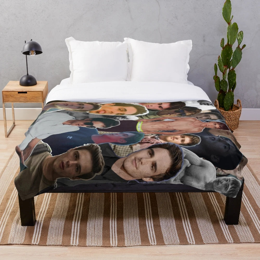 Jacob Elordi-inspired collage plush blanket