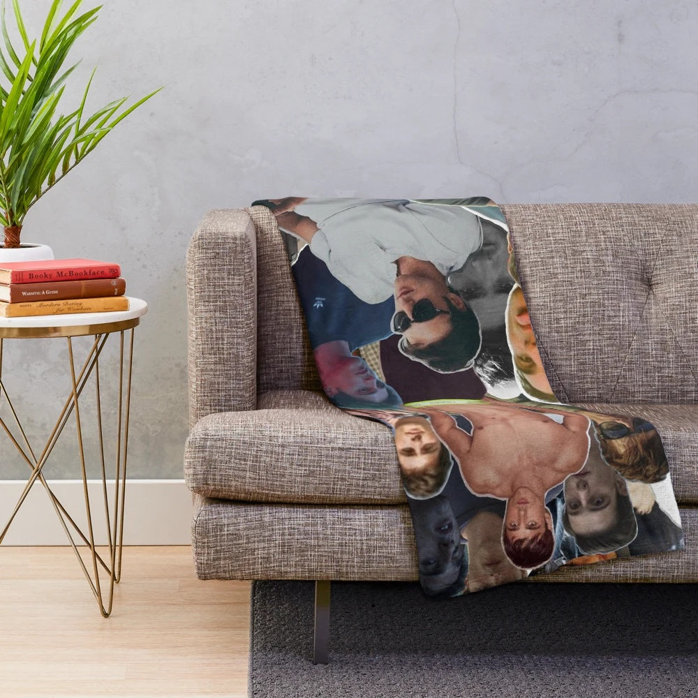 Jacob Elordi-inspired collage plush blanket