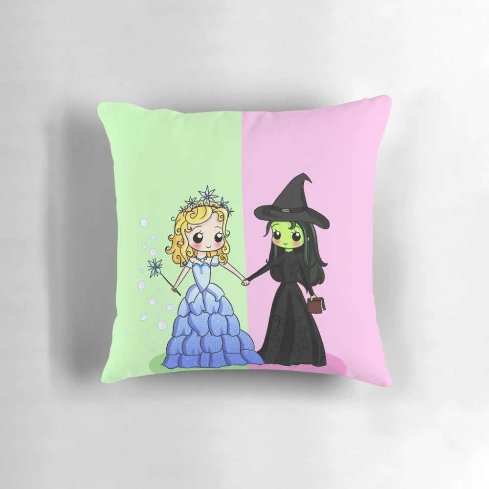 Elphaba and Glinda Pillow, Wicked Wizard of Oz Decorative Throw Pillow