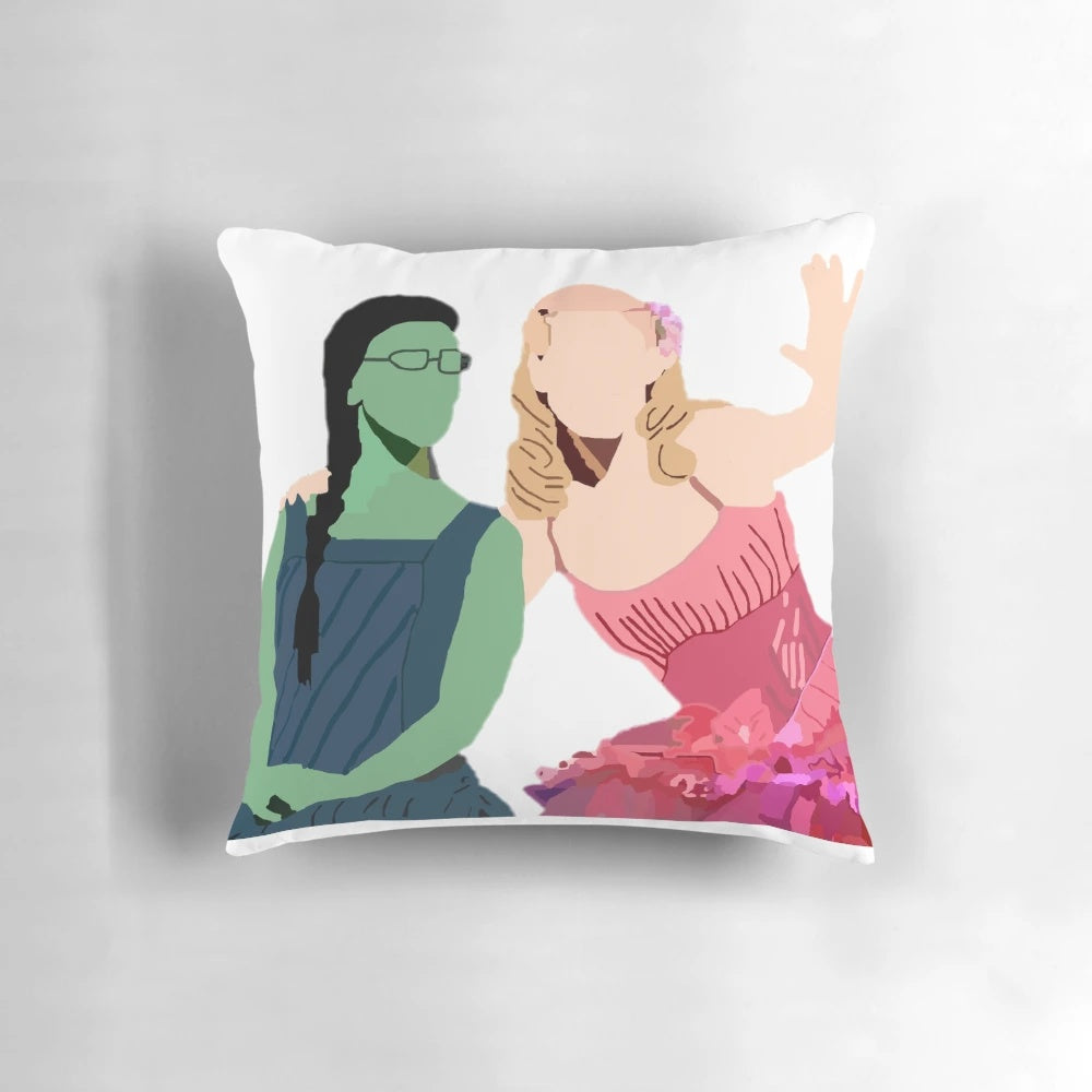 Elphaba and Glinda "Wicked" Pillow featuring the iconic characters from the popular Broadway musical