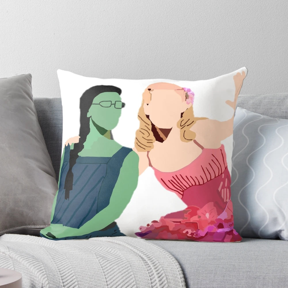 Elphaba and Glinda "Wicked" Pillow featuring the iconic characters from the popular Broadway musical