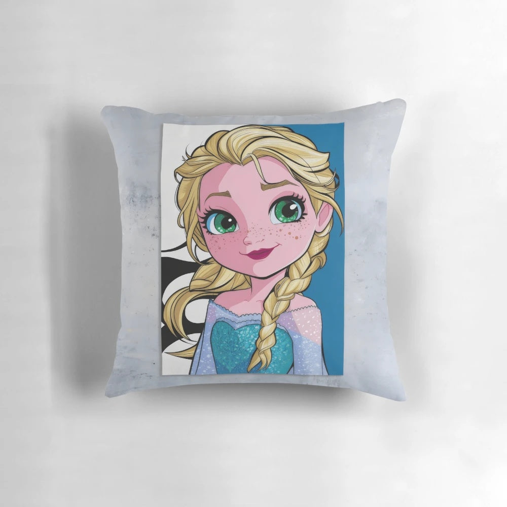 Elsa Frozen Pillow - Soft, Cozy Decorative Cushion Featuring the Snow Queen from Disney's Animated Film 'Frozen