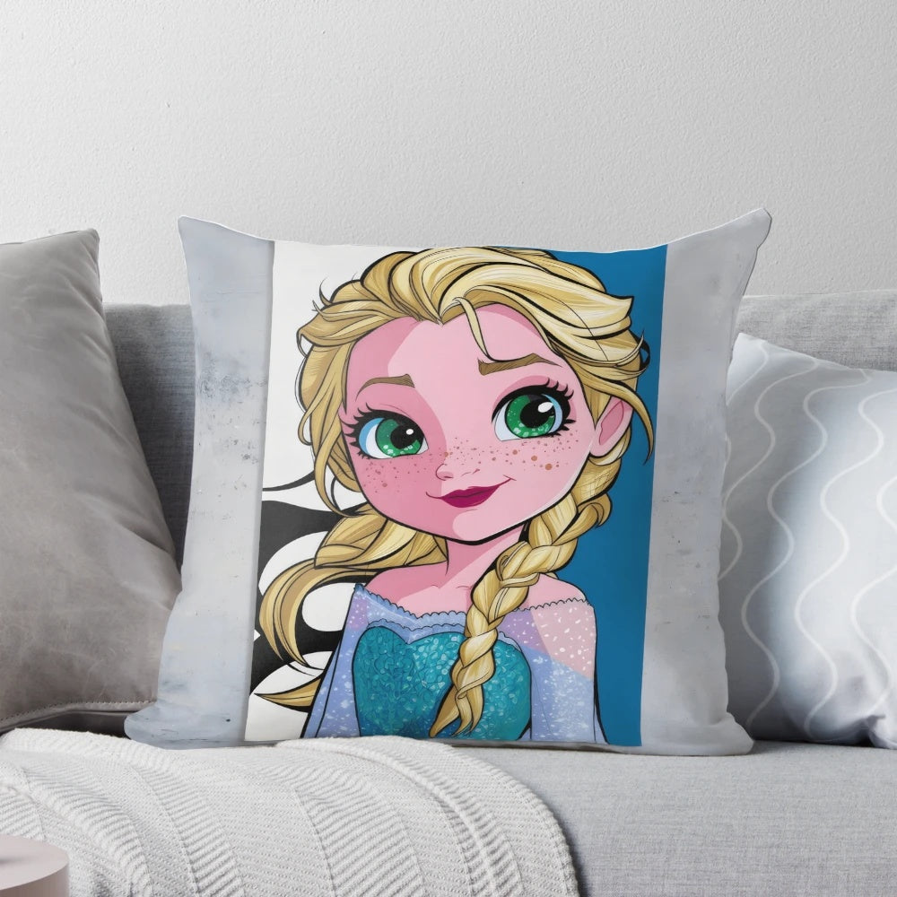 Elsa Frozen Pillow - Soft, Cozy Decorative Cushion Featuring the Snow Queen from Disney's Animated Film 'Frozen