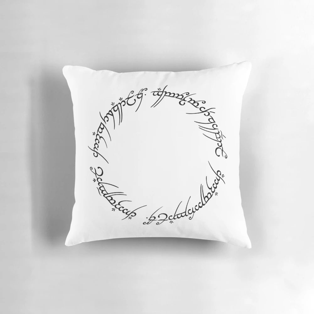 A cozy and decorative LOTR-inspired elvish circle pillow, featuring a beautiful design with Tolkien's Middle-earth elements.