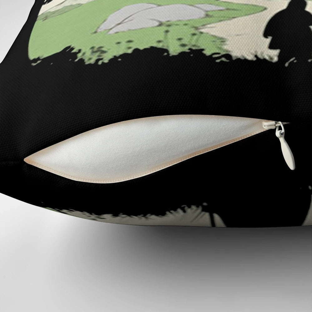 A cozy pillow featuring the iconic "goes ever on and on" quote from The Lord of the Rings