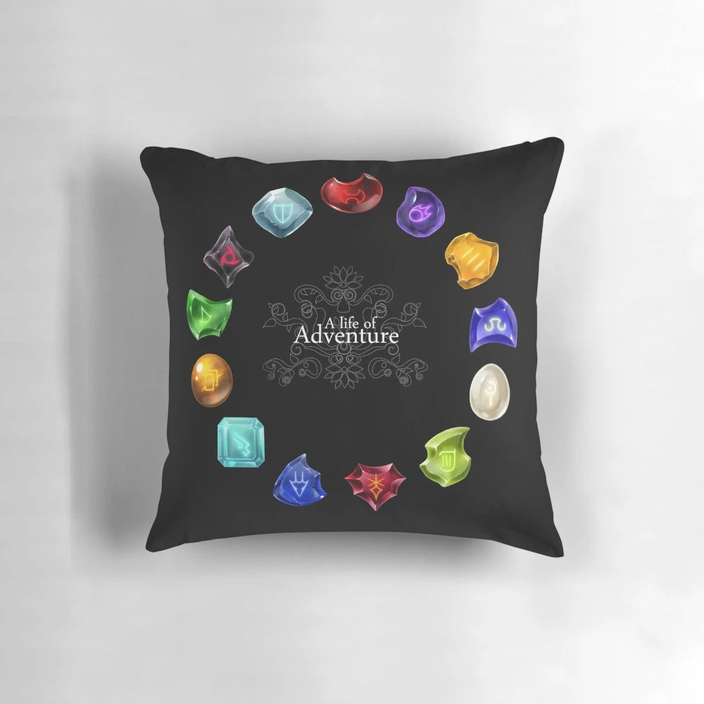 Pillow featuring iconic Final Fantasy XIV crystals and gems