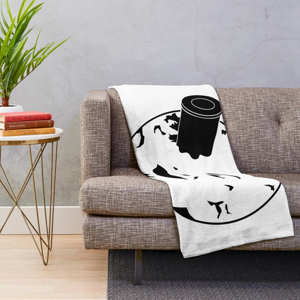 Plush blanket featuring a minimalist space exploration design