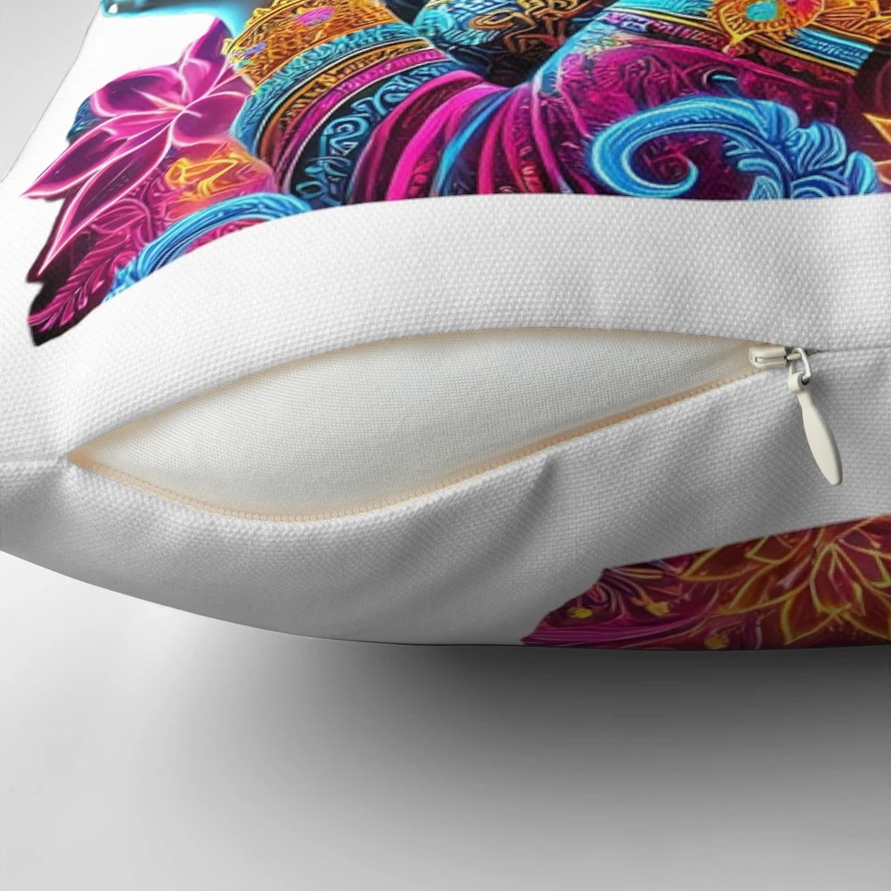 Balinese-inspired decorative pillow showcasing traditional Indonesian artistry and cultural elements.