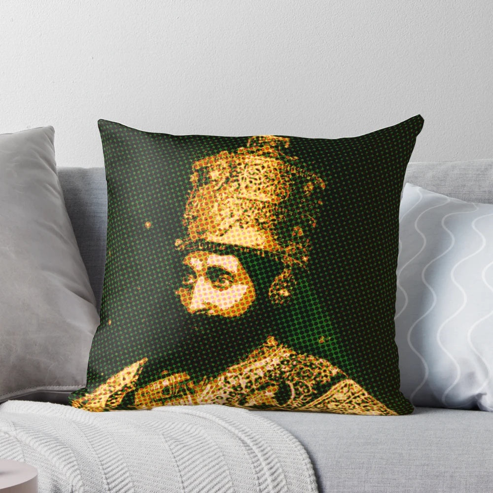 Vibrant Haile Selassie Pillow celebrating Black history and Rastafarian culture