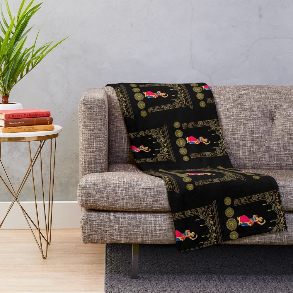 Plush blanket featuring an Indian classical dancer in traditional attire