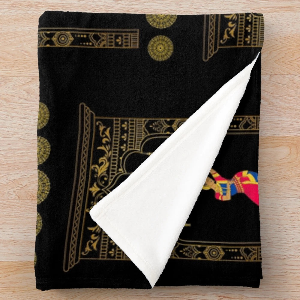 Plush blanket featuring an Indian classical dancer in traditional attire