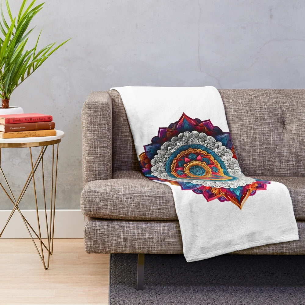 Mandala Art Plush Blanket featuring intricate patterns and spiritual symbolism