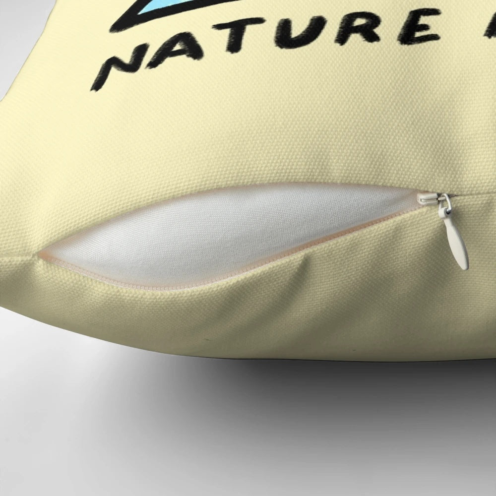 Soft and cuddly "Hey You! Nature is Calling" plush pillow with nature-inspired design