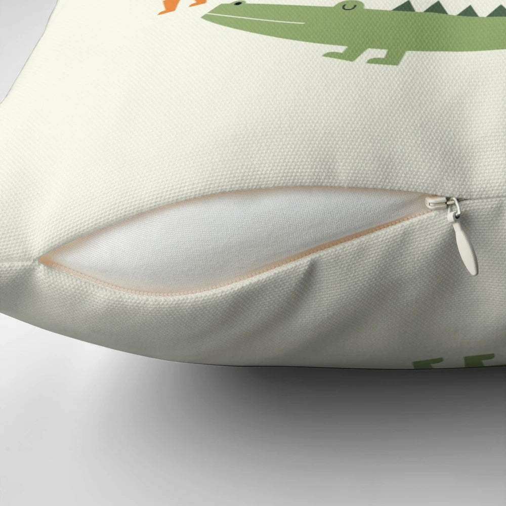 A cozy pillow featuring a vibrant animal print design, representing the unity and diversity of nature.