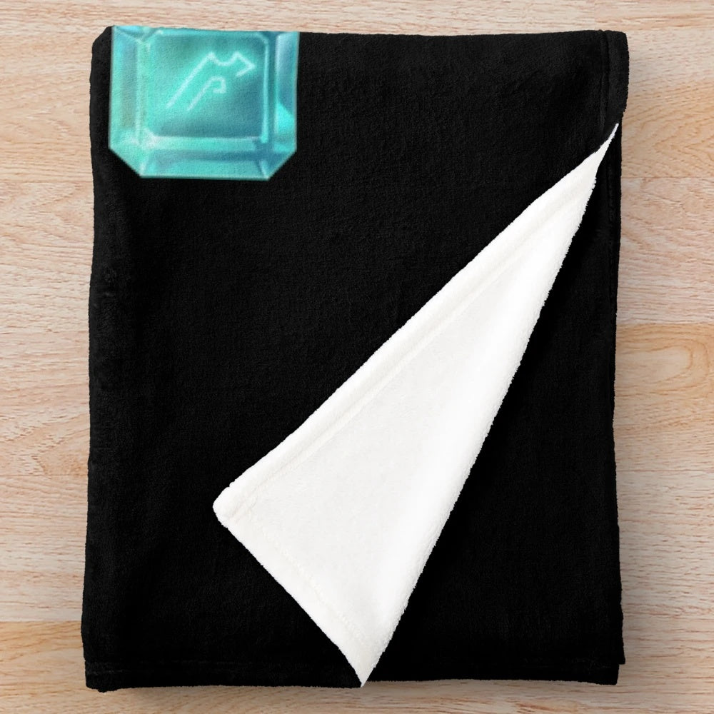 A cozy plush blanket featuring a final fantasy-inspired adventure theme with crystals and gems