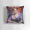 Vibrant Frida Kahlo-inspired decorative pillow featuring her iconic portrait
