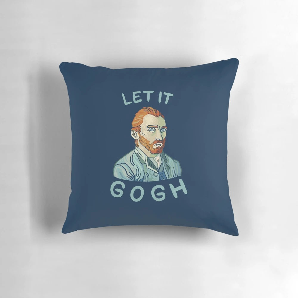 Decorative "Let It Gogh" pillow featuring the iconic style of Vincent van Gogh's artwork