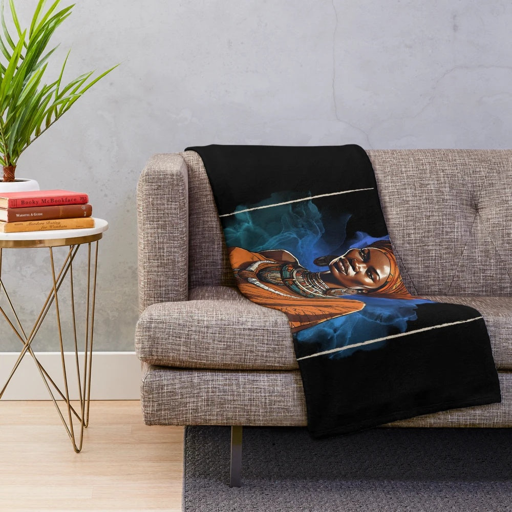 Plush blanket featuring an image of a beautiful African woman, a symbol of strength and heritage