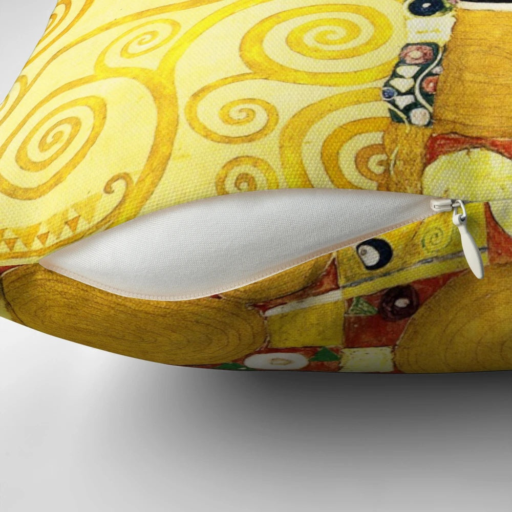Pillow featuring Gustav Klimt's iconic painting "The Embrace