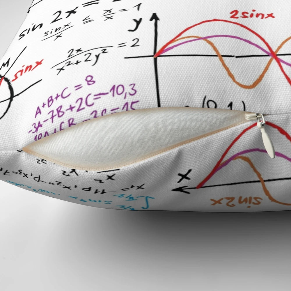 Cozy math pillow featuring formulas and numbers for students and teachers