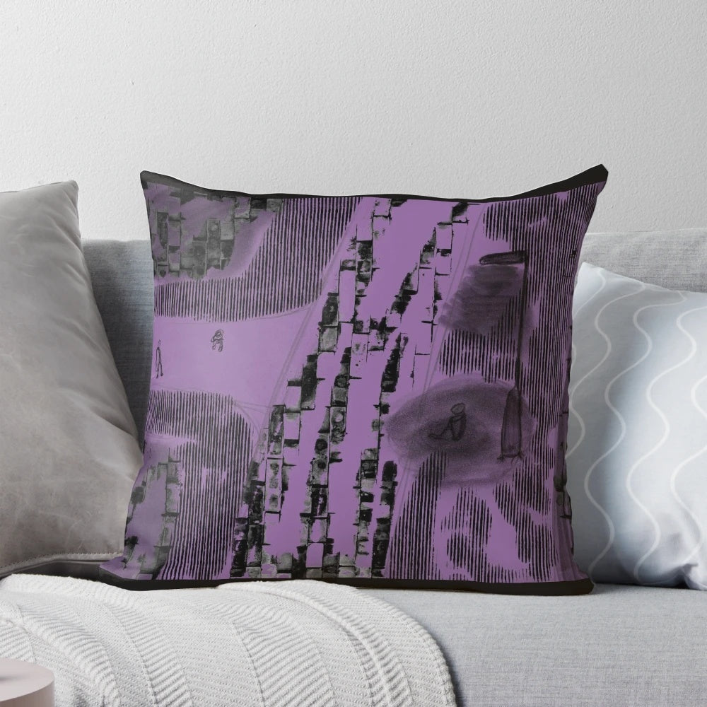Pillow depicting the struggles of city living