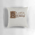 Monty Python inspired "Run Away!" pillow with iconic Holy Grail characters