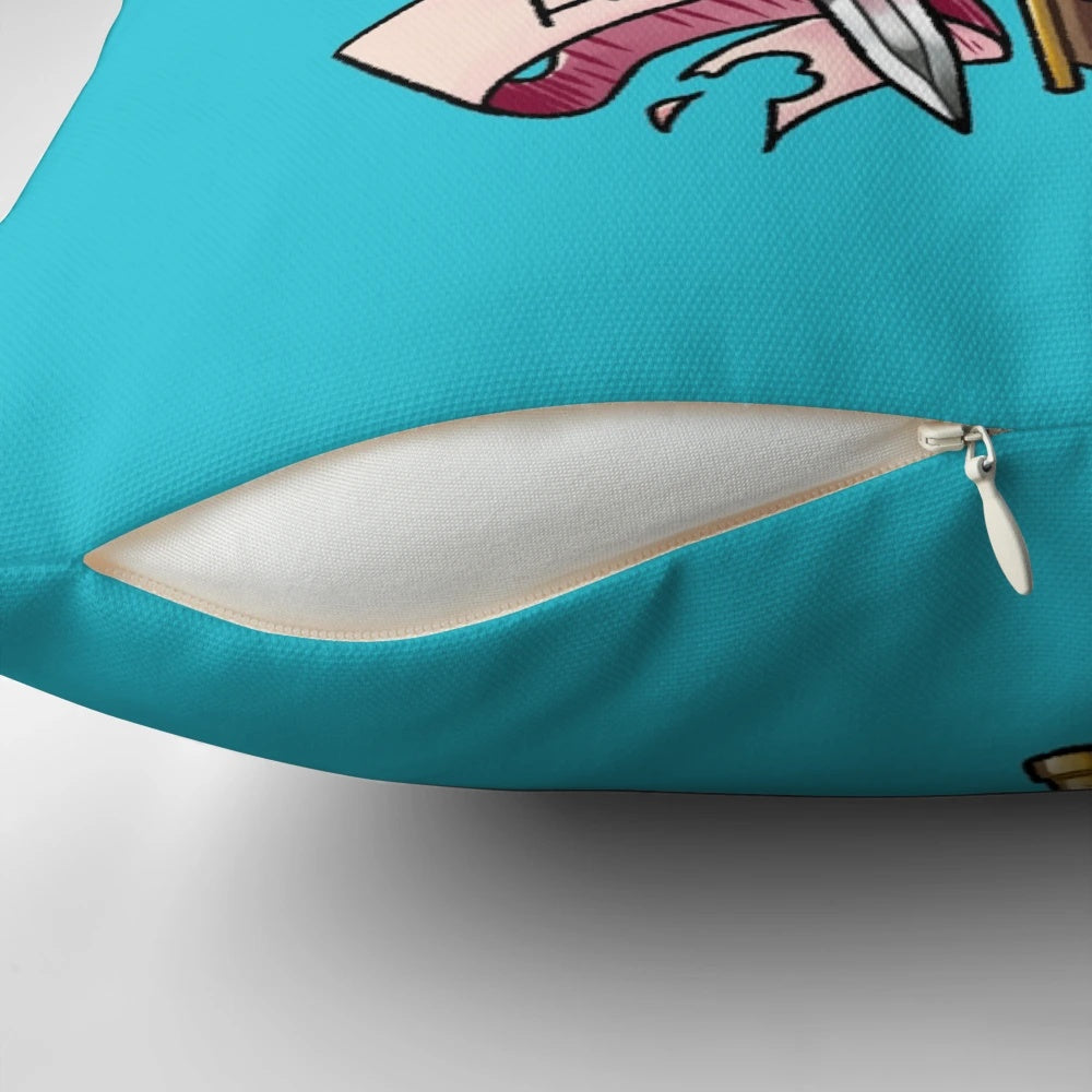 OFMD-inspired "Fucking Lunatic" throw pillow, featuring a bold and humorous design.